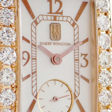 腕時計 ハリーウィンストン Harry Winston レディ アヴェニュー オーロラ 310LQR クオーツ レディース K18PG無垢 ダイヤ ホワイト シェル