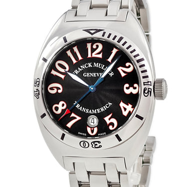 腕時計 フランクミュラー FRANCK MULLER トランスアメリカ 2000SCP 自動巻き メンズ ブラック デイト ギョーシェ 青針 アラビア