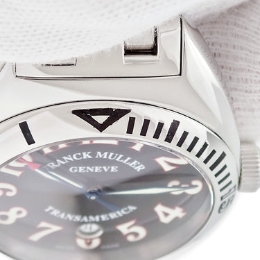 腕時計 フランクミュラー FRANCK MULLER トランスアメリカ 2000SCP 自動巻き メンズ ブラック デイト ギョーシェ 青針 アラビア