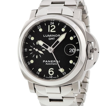 腕時計 パネライ PANERAI ルミノール GMT PAM00159 F番 自動巻き メンズ F番 ブラック スモールセコンド デイト アラビア ドット