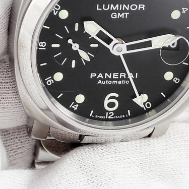 腕時計 パネライ PANERAI ルミノール GMT PAM00159 F番 自動巻き メンズ F番 ブラック スモールセコンド デイト アラビア ドット