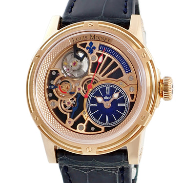腕時計 ルイ・モネ LOUIS MOINET テンポグラフ クローム LM-50.50.20 自動巻き メンズ K18RG無垢 スケルトン レトログラード 限定12本