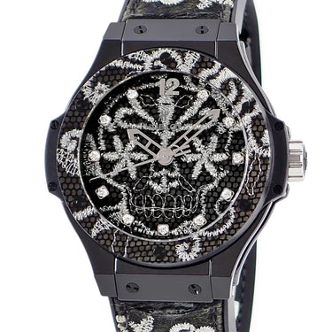 腕時計 ウブロ HUBLOT ビッグバン ブロイダリー セラミック 343.CS.6570.NR.BSK16 自動巻き レディース 純正ダイヤ 黒 スカル 限定