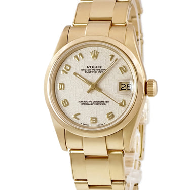 腕時計 ロレックス ROLEX デイトジャスト 31 68248 W番 自動巻き レディース W番 K18YG無垢 コンピューター アラビア オイスターブレス