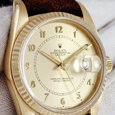 腕時計 ロレックス ROLEX デイトジャスト 36 16018 90番台 自動巻き メンズ 90番台 K18YG無垢 ボイラーゲージ シャンパン ヴィンテージ