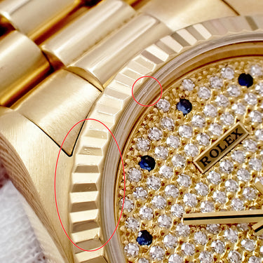 腕時計 ロレックス ROLEX デイトジャスト 68278 L番 自動巻き メンズ レディース OH済 L番 K18YG無垢 純正ダイヤ&サファイア パヴェ