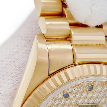 腕時計 ロレックス ROLEX デイトジャスト 68278 L番 自動巻き メンズ レディース OH済 L番 K18YG無垢 純正ダイヤ&サファイア パヴェ