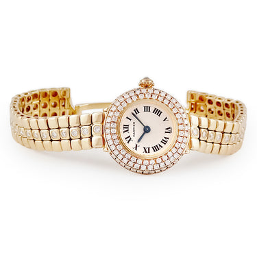 腕時計 カルティエ Cartier クドレ コリゼ ウォッチ SM クオーツ レディース メーカーOH済 K18YG無垢 純正ダイヤ 青針 ローマン