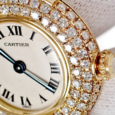 腕時計 カルティエ Cartier クドレ コリゼ ウォッチ SM クオーツ レディース メーカーOH済 K18YG無垢 純正ダイヤ 青針 ローマン