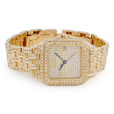 腕時計 カルティエ Cartier パンテール クラシック & フィガロ LM W25014B9 クオーツ メンズ レディース K18YG無垢 ダイヤ デイト