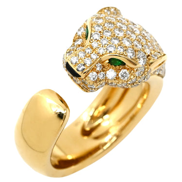 カルティエ Cartier パンテール ドゥ カルティエ MM ダイヤ N4225000 イエローゴールド K18YG ダイヤモンド オニキス ツァボライト #51(JP11) リング 指輪 18K 750YG オニキス ツァボライト 10号