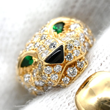 カルティエ Cartier パンテール ドゥ カルティエ MM セミパヴェ N4225000 イエローゴールド K18YG ダイヤモンド オニキス ツァボライト #51(JP11) リング 指輪 750YG オニキス ツァボライト 10号