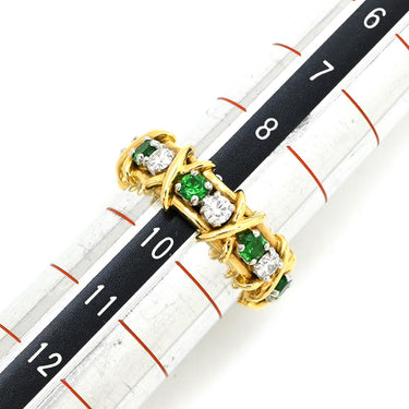 ティファニー Tiffany & Co ジャン シュランバージェ ダイヤ イエローゴールド×プラチナシルバー Pt950 K18YG ダイヤモンド ツァボライト リング 指輪 T＆Co. 18K 750 YG プラチナ コンビ ツァボライト 9号