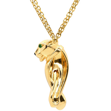 カルティエ Cartier パンテール ドゥ カルティエ ネックレス イエローゴールド K18YG オニキス ツァボライト ネックレス Cartier パンサー 750 18K YG Wチェーン