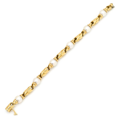 ブルガリ BVLGARI パッソドッピオ パール パールホワイト×イエローゴールド K18YG パール ブレスレット 18K 750 18金 YG