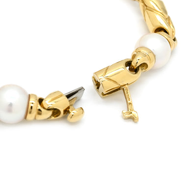 ブルガリ BVLGARI パッソドッピオ パール パールホワイト×イエローゴールド K18YG パール ブレスレット 18K 750 18金 YG