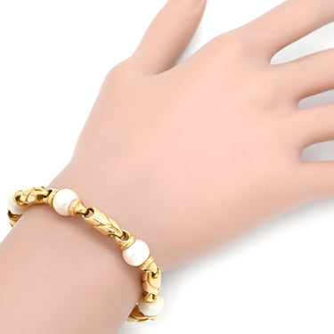 ブルガリ BVLGARI パッソドッピオ パール パールホワイト×イエローゴールド K18YG パール ブレスレット 18K 750 18金 YG