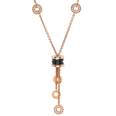 ブルガリ BVLGARI ビーゼロワン エレメント ダイヤネックレス ブラック×ピンクゴールド K18PG ダイヤモンド セラミック ネックレス 750PG 18K 黒セラミック