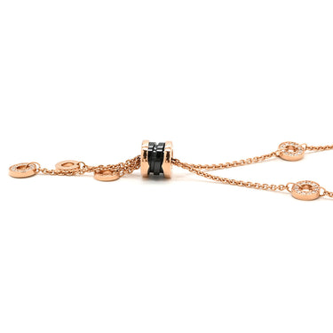 ブルガリ BVLGARI ビーゼロワン エレメント ダイヤネックレス ブラック×ピンクゴールド K18PG ダイヤモンド セラミック ネックレス 750PG 18K 黒セラミック