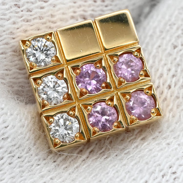 カルティエ Cartier パイエット ピンク×イエローゴールド K18YG ダイヤモンド ピンクサファイア ピアス 18K 750 YG ダイヤ ピンクサファイア