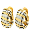 ブルガリ BVLGARI トゥボガス フープ イエローゴールド×ステンレスシルバー K18YG ステンレススチール イヤリング Au750 18K SS コンビ ツートン クリップ式 ヴィンテージ