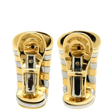 ブルガリ BVLGARI トゥボガス フープ イエローゴールド×ステンレスシルバー K18YG ステンレススチール イヤリング Au750 18K SS コンビ ツートン クリップ式 ヴィンテージ