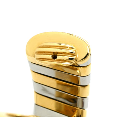 ブルガリ BVLGARI トゥボガス フープ イエローゴールド×ステンレスシルバー K18YG ステンレススチール イヤリング Au750 18K SS コンビ ツートン クリップ式 ヴィンテージ