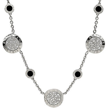 ブルガリ BVLGARI ブルガリブルガリ パヴェダイヤ ブラック×ホワイトゴールド K18WG ダイヤモンド オニキス ネックレス 7モチーフ 18K 750 18金 オニキス 黒