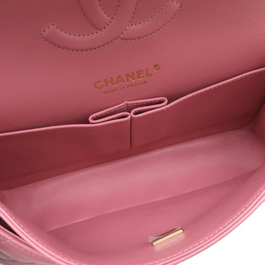シャネル CHANEL マトラッセ 25 Wチェーン ピンク ラムスキン ショルダーバッグ ゴールド金具 ココマーク ダブルフラップ