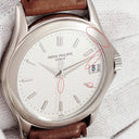 腕時計 パテックフィリップ PATEK PHILIPPE カラトラバ 5107G-001 自動巻き メンズ K18WG無垢 シルバー デイト バー シースルーバック