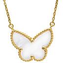 ヴァンクリーフアーペル Van Cleef & Arpels ラッキー アルハンブラ パピヨン VCARD99500 パールホワイト×イエローゴールド K18YG シェル ネックレス 白 Au750 18K 蝶 シェル