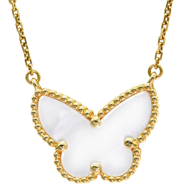 ヴァンクリーフアーペル Van Cleef & Arpels ラッキー アルハンブラ パピヨン VCARD99500 パールホワイト×イエローゴールド K18YG シェル ネックレス 白 Au750 18K 蝶 シェル