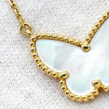 ヴァンクリーフアーペル Van Cleef & Arpels ラッキー アルハンブラ パピヨン VCARD99500 パールホワイト×イエローゴールド K18YG シェル ネックレス 白 Au750 18K 蝶 シェル