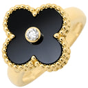 ヴァンクリーフアーペル Van Cleef & Arpels ヴィンテージ アルハンブラ VCARA41000 ブラック×イエローゴールド K18YG ダイヤモンド オニキス #51 リング 指輪 1Pダイヤ オニキス 11号