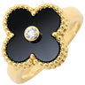 ヴァンクリーフアーペル Van Cleef & Arpels ヴィンテージ アルハンブラ VCARA41000 ブラック×イエローゴールド K18YG ダイヤモンド オニキス #51 リング 指輪 1Pダイヤ オニキス 11号