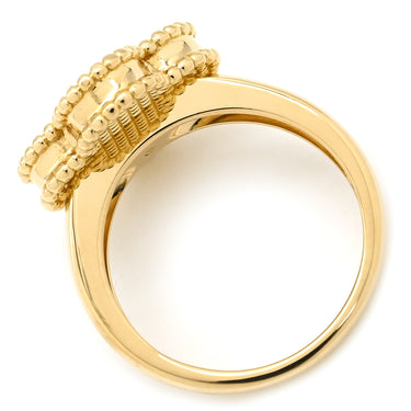 ヴァンクリーフアーペル Van Cleef & Arpels ヴィンテージ アルハンブラ VCARA41000 ブラック×イエローゴールド K18YG ダイヤモンド オニキス #51 リング 指輪 1Pダイヤ オニキス 11号