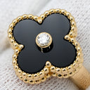 ヴァンクリーフアーペル Van Cleef & Arpels ヴィンテージ アルハンブラ VCARA41000 ブラック×イエローゴールド K18YG ダイヤモンド オニキス #51 リング 指輪 1Pダイヤ オニキス 11号