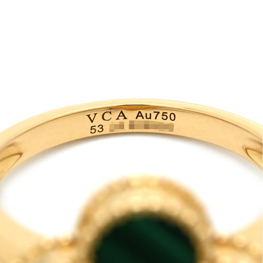 ヴァンクリーフアーペル Van Cleef & Arpels ヴィンテージ アルハンブラ VCARO3QM00 グリーン×イエローゴールド K18YG ダイヤモンド マラカイト #53(JP13) リング 指輪 緑 750YG 1Pダイヤ 12.5号