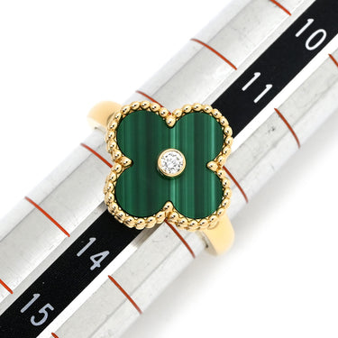 ヴァンクリーフアーペル Van Cleef & Arpels ヴィンテージ アルハンブラ VCARO3QM00 グリーン×イエローゴールド K18YG ダイヤモンド マラカイト #53(JP13) リング 指輪 緑 750YG 1Pダイヤ 12.5号
