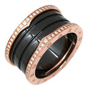 ブルガリ BVLGARI ビーゼロワン B-zero1 4バンド ダイヤ ブラック×ピンクゴールド K18PG セラミック ダイヤモンド #59(JP19) リング 指輪 黒 750PG 18金 セラミック 18号