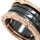 ブルガリ BVLGARI ビーゼロワン B-zero1 4バンド ダイヤ ブラック×ピンクゴールド K18PG セラミック ダイヤモンド #59(JP19) リング 指輪 黒 750PG 18金 セラミック 18号