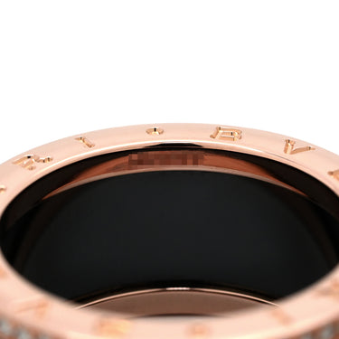 ブルガリ BVLGARI ビーゼロワン B-zero1 4バンド ダイヤ ブラック×ピンクゴールド K18PG セラミック ダイヤモンド #59(JP19) リング 指輪 黒 750PG 18金 セラミック 18号