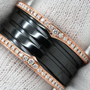 ブルガリ BVLGARI ビーゼロワン B-zero1 4バンド ダイヤ ブラック×ピンクゴールド K18PG セラミック ダイヤモンド #59(JP19) リング 指輪 黒 750PG 18金 セラミック 18号