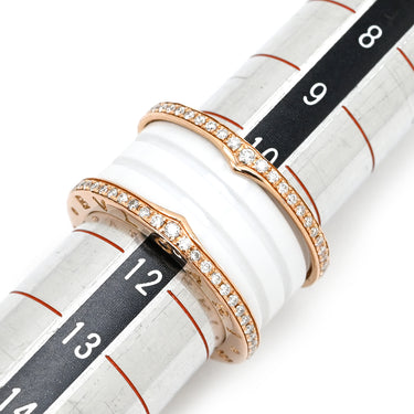 ブルガリ BVLGARI ビーゼロワン B-zero1 4バンド ダイヤリング ホワイト×ピンクゴールド K18PG セラミック ダイヤモンド #52(JP12) リング 指輪 750PG 18金 ホワイトセラミック 11号