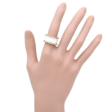 ブルガリ BVLGARI ビーゼロワン B-zero1 4バンド ダイヤリング ホワイト×ピンクゴールド K18PG セラミック ダイヤモンド #52(JP12) リング 指輪 750PG 18金 ホワイトセラミック 11号
