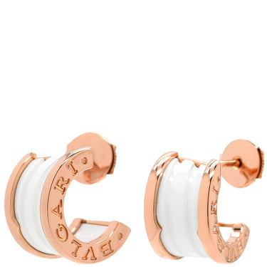 ブルガリ BVLGARI B-zero1 ビーゼロワン 346464 ホワイト×ピンクゴールド K18PG セラミック ピアス 白 Au750 18K 18金 セラミック フープピアス
