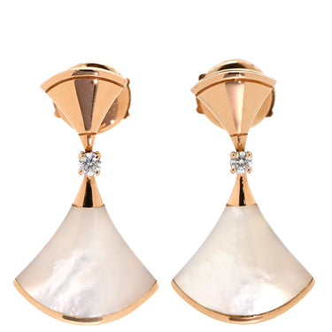 ブルガリ BVLGARI ディーヴァ ドリーム ホワイト×ピンクゴールド K18PG ダイヤモンド マザーオブパール ピアス 白 18K 750PG 18金 1Pダイヤ