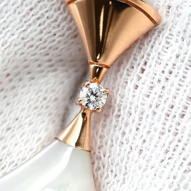 ブルガリ BVLGARI ディーヴァ ドリーム ホワイト×ピンクゴールド K18PG ダイヤモンド マザーオブパール ピアス 白 18K 750PG 18金 1Pダイヤ