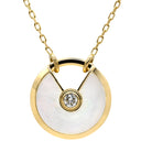 カルティエ Cartier アミュレット ドゥ カルティエ SM パールホワイト×イエローゴールド K18YG ダイヤモンド マザーオブパール ネックレス 750 18K 18金 1Pダイヤ シェル