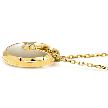 カルティエ Cartier アミュレット ドゥ カルティエ SM パールホワイト×イエローゴールド K18YG ダイヤモンド マザーオブパール ネックレス 750 18K 18金 1Pダイヤ シェル